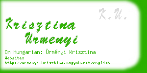 krisztina urmenyi business card